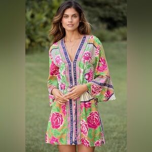 Anthropologie Maaji Cerise Linen Cover-Up Dress